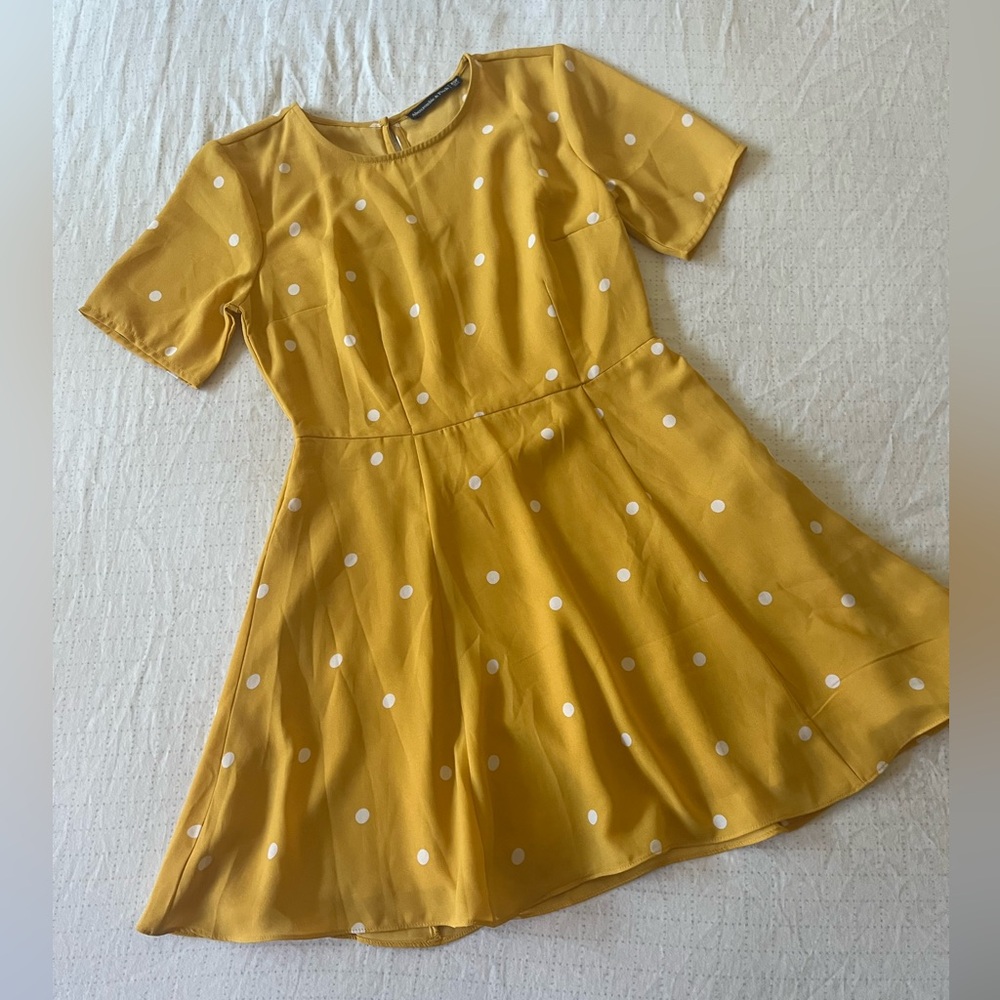 Abercrombie & Fitch Yellow Polka Dot mini skater dress Size XS